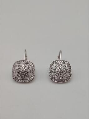 Vintage Style 925 Sterling Marcasite Floral Earrings